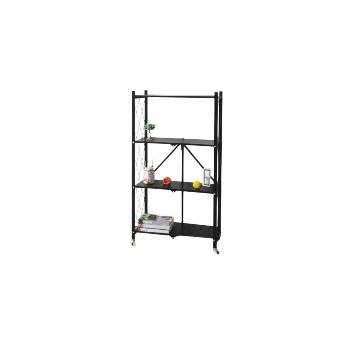 GENERICO - Repisa Estante Plegable 4 Niveles Metalica Negro