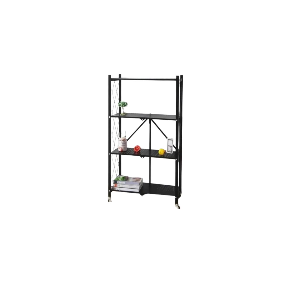 GENERICO - Repisa Estante Plegable 4 Niveles Metalica Negro