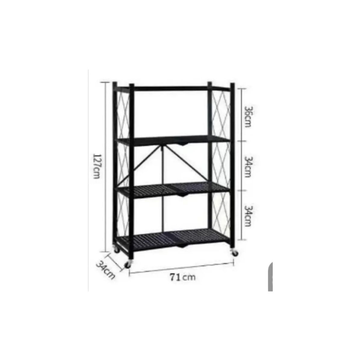 GENERICO - Repisa Estante Plegable 4 Niveles Metalica Negro