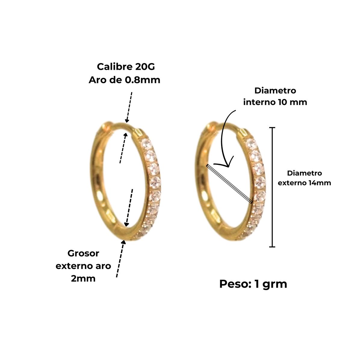 ELBAULDEJUMA - Argollas Aura Shine 10mm Titanio Astm F136 Chapado En Oro 18k