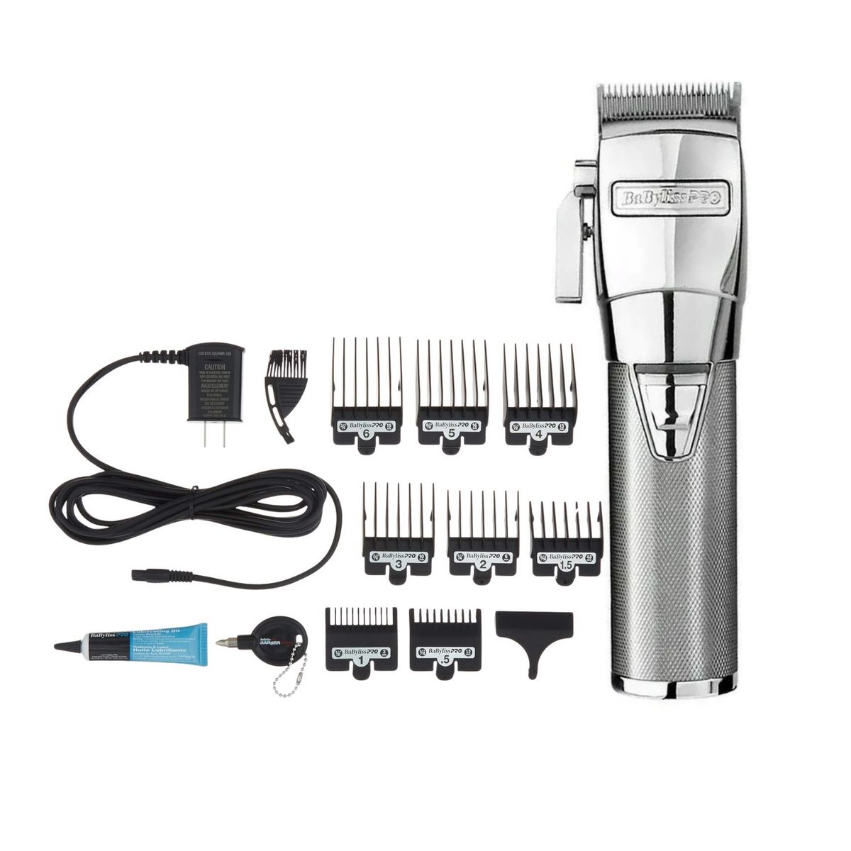 BABYLISS PRO - Cortapelo BaByliss Pro Clipper Silver Fx 8 Peines Autonomia 2 Horas 5 Posiciones de Corte