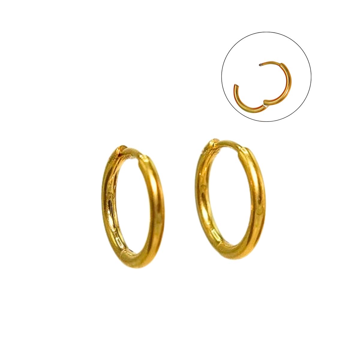 ELBAULDEJUMA - Argollas lisas Aura 10mm Titanio Astm F136 Chapado En Oro 18k