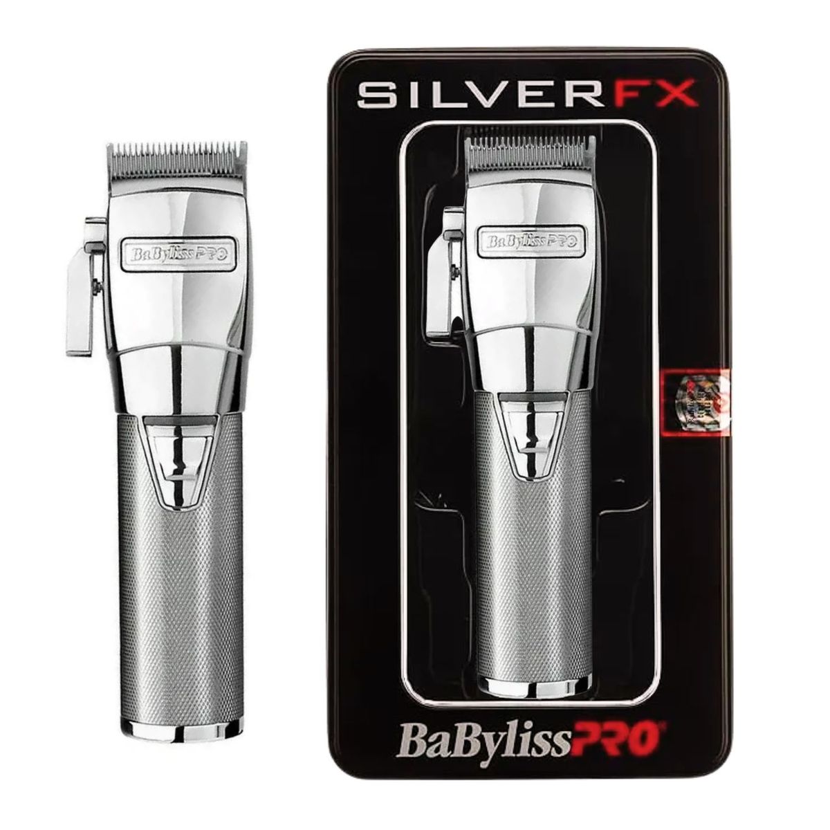 BABYLISS PRO - Cortapelo BaByliss Pro Clipper Silver Fx 8 Peines Autonomia 2 Horas 5 Posiciones de Corte