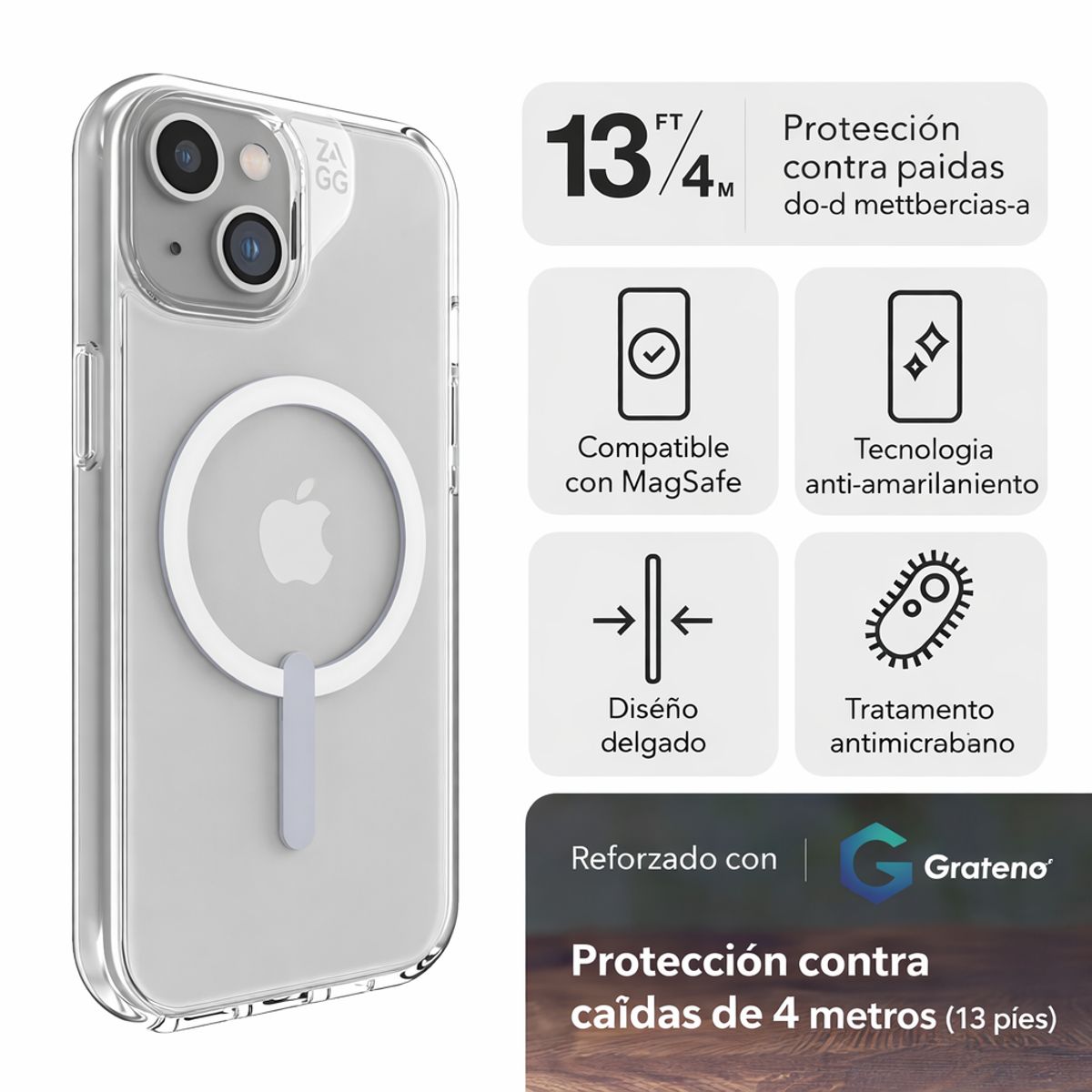 ZAGG - Carcasa Gear4 para iPhone 15 Crystal Palace Anti Amarilla