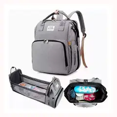 GENERICO - Bolsa mochila de pañales con cama de bebé plegable