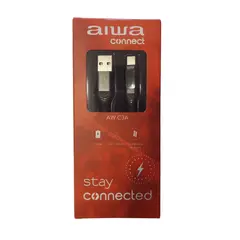 AIWA - Cable USB Tipo A a Tipo C con Pantalla LED Nylon Trenzado Negro