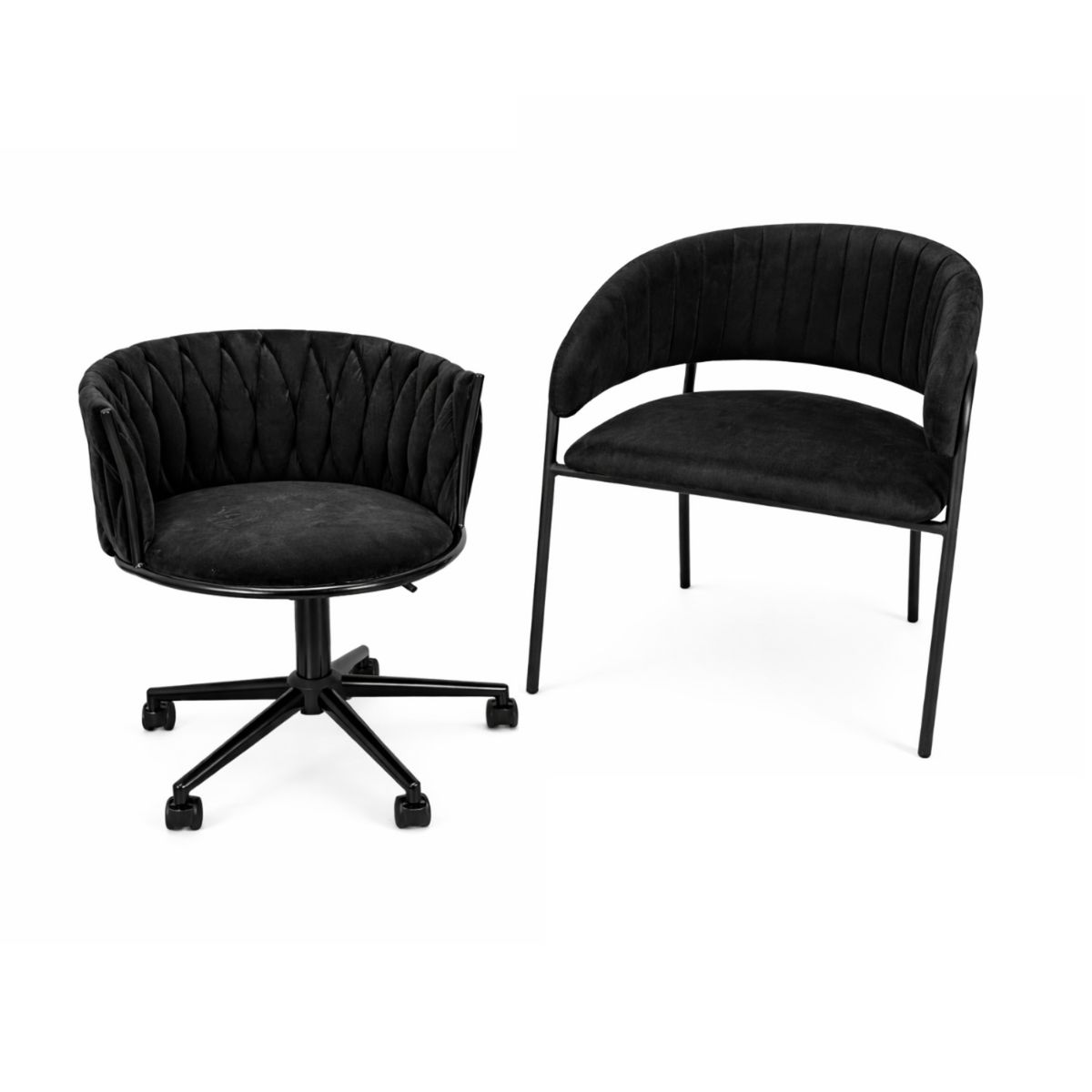 HABITA2 CHILE - Pack 2 Silla Manicurista Giratoria Gales GlamBlack