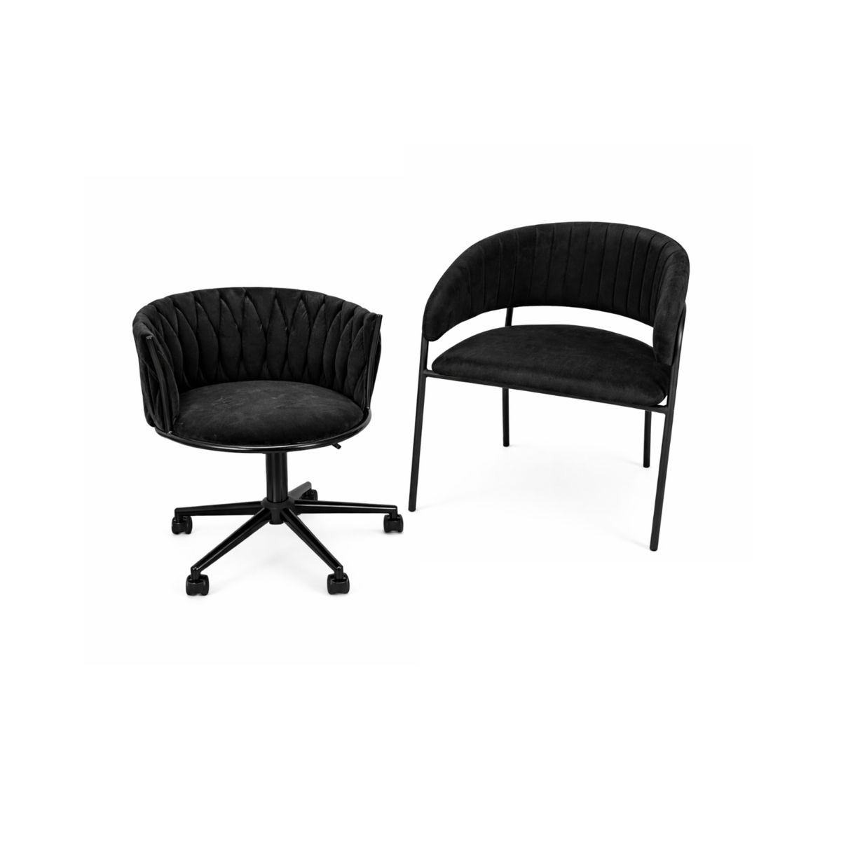 HABITA2 CHILE - Pack 2 Silla Manicurista Giratoria Gales GlamBlack