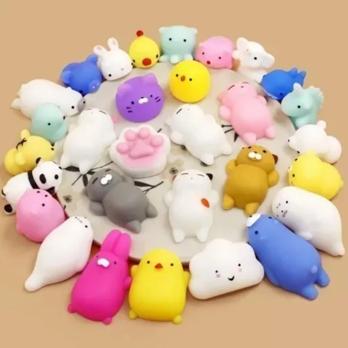 GENERICO - 50pcs Mini Mochi Squishy Squeeze Toy Fidget Toy Kit Random