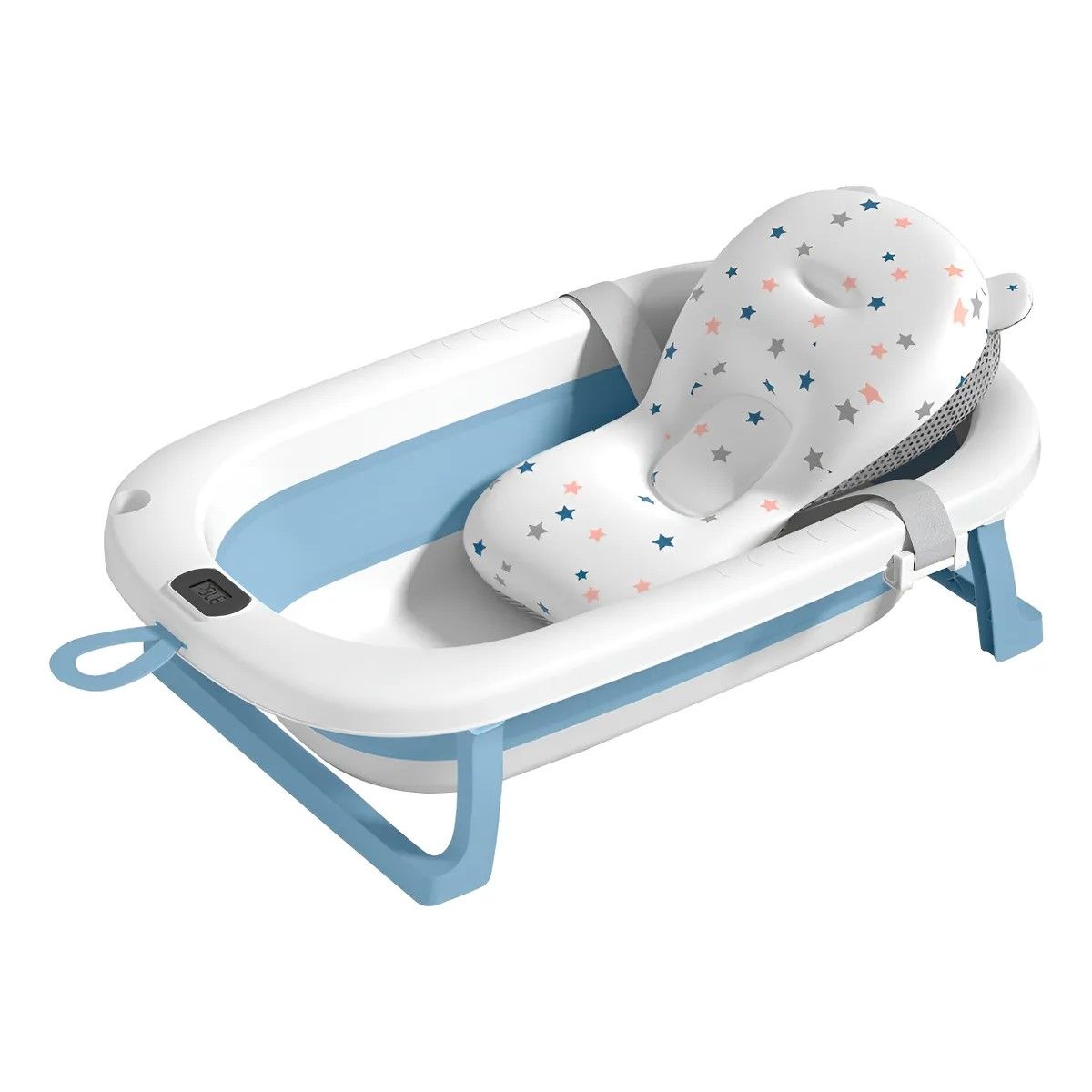 GENERICO - Tina Bebe Bañera Plegable Con Termometro + Cojin Suave Baño