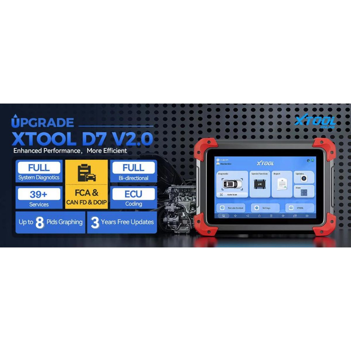 XTOOL - Scanner Xtool D7 Bidireccional ecu 39 servicios Canfd llaves