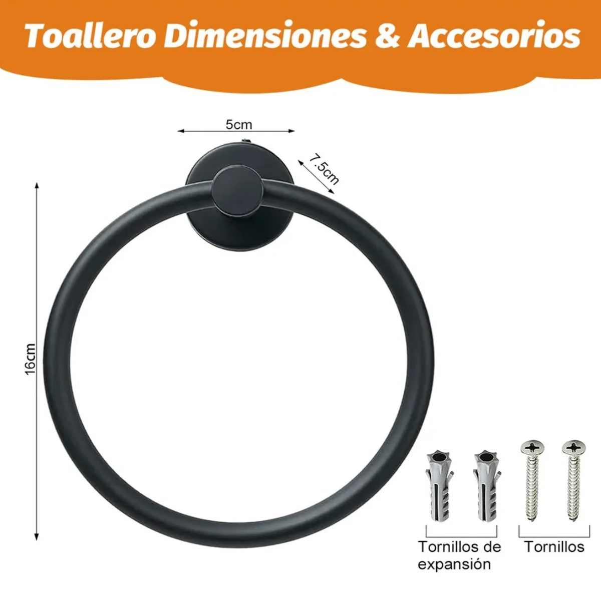 GENERICO - Toallero De Pared Acero Inoxidable Robusto Para Baño Cocina Negro