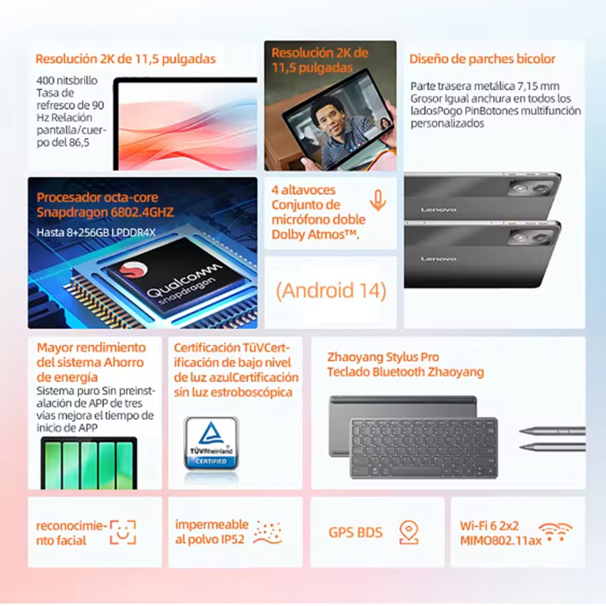 LENOVO - Tablet Lenovo K11 8GB+256GB WiFi 11.5 pulgadas Snapdragon