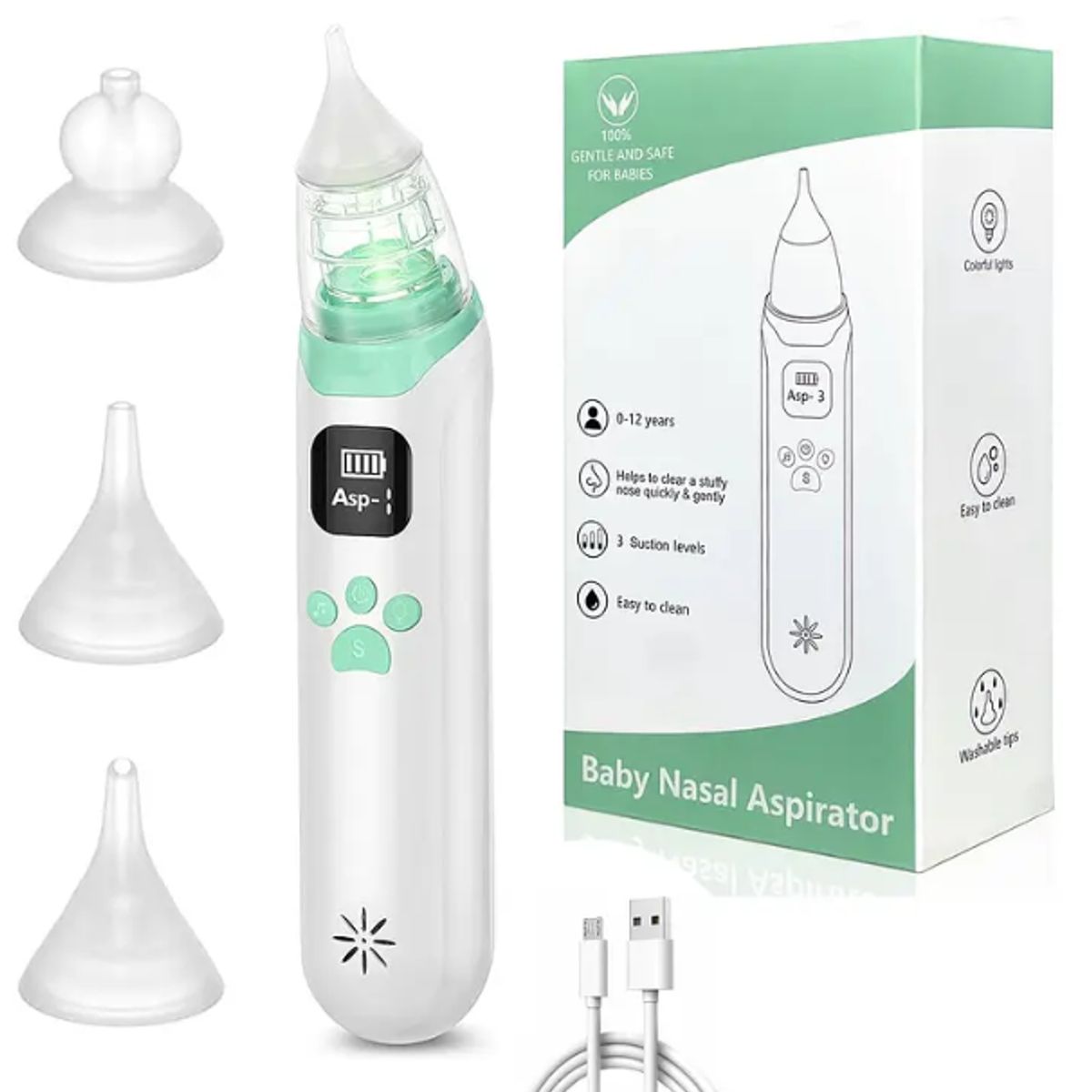 GENERICO - Aspirador Nasal Recargable para Bebé Saca Mocos