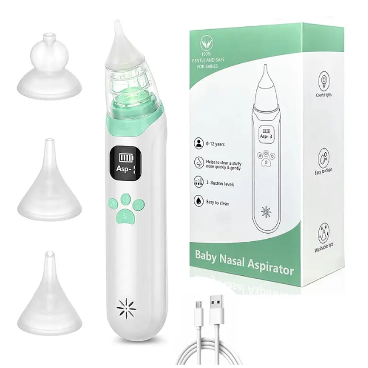 GENERICO - Aspirador Nasal Recargable para Bebé Saca Mocos