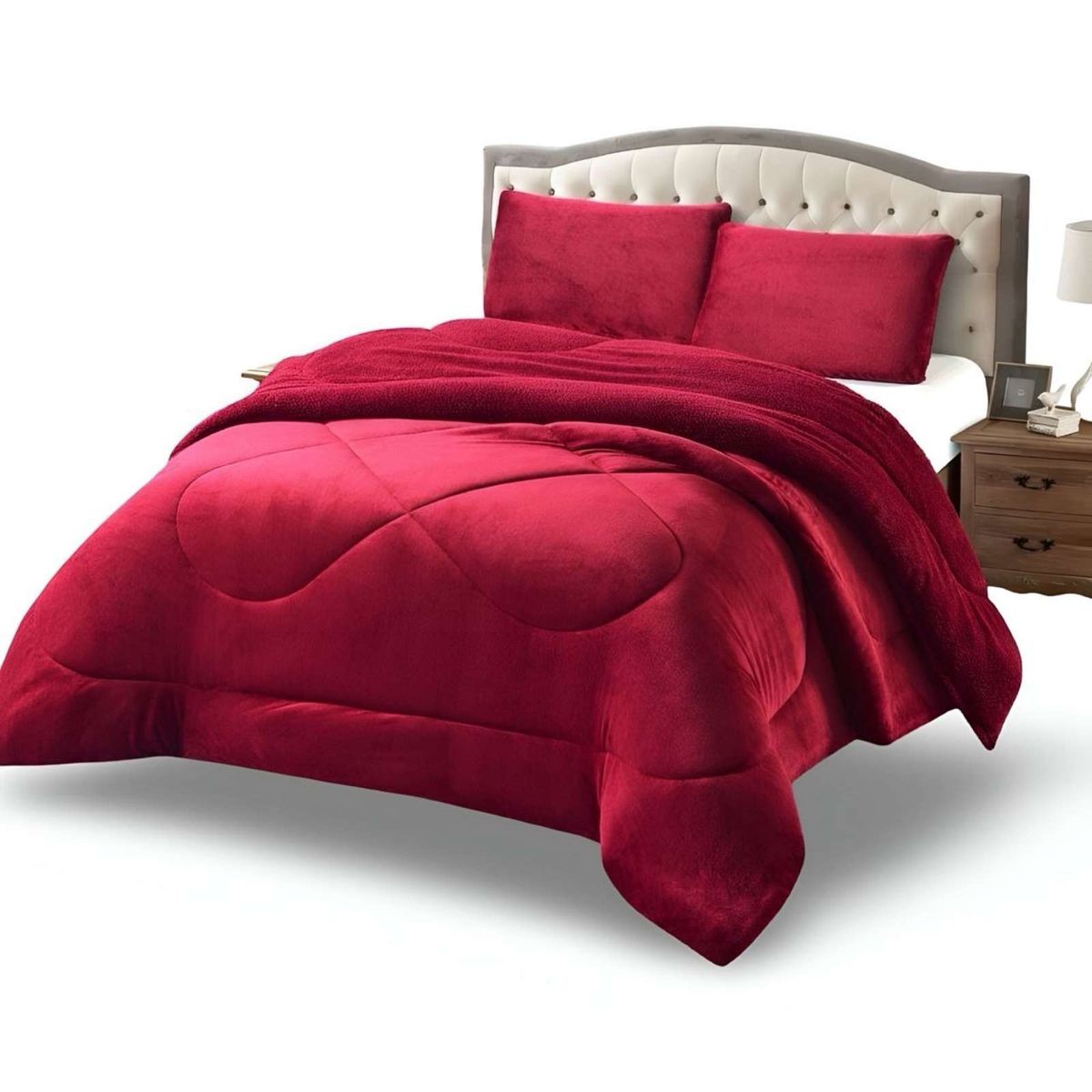 GENERICO - Cubrecama plush con chiporro Acolchado liso King