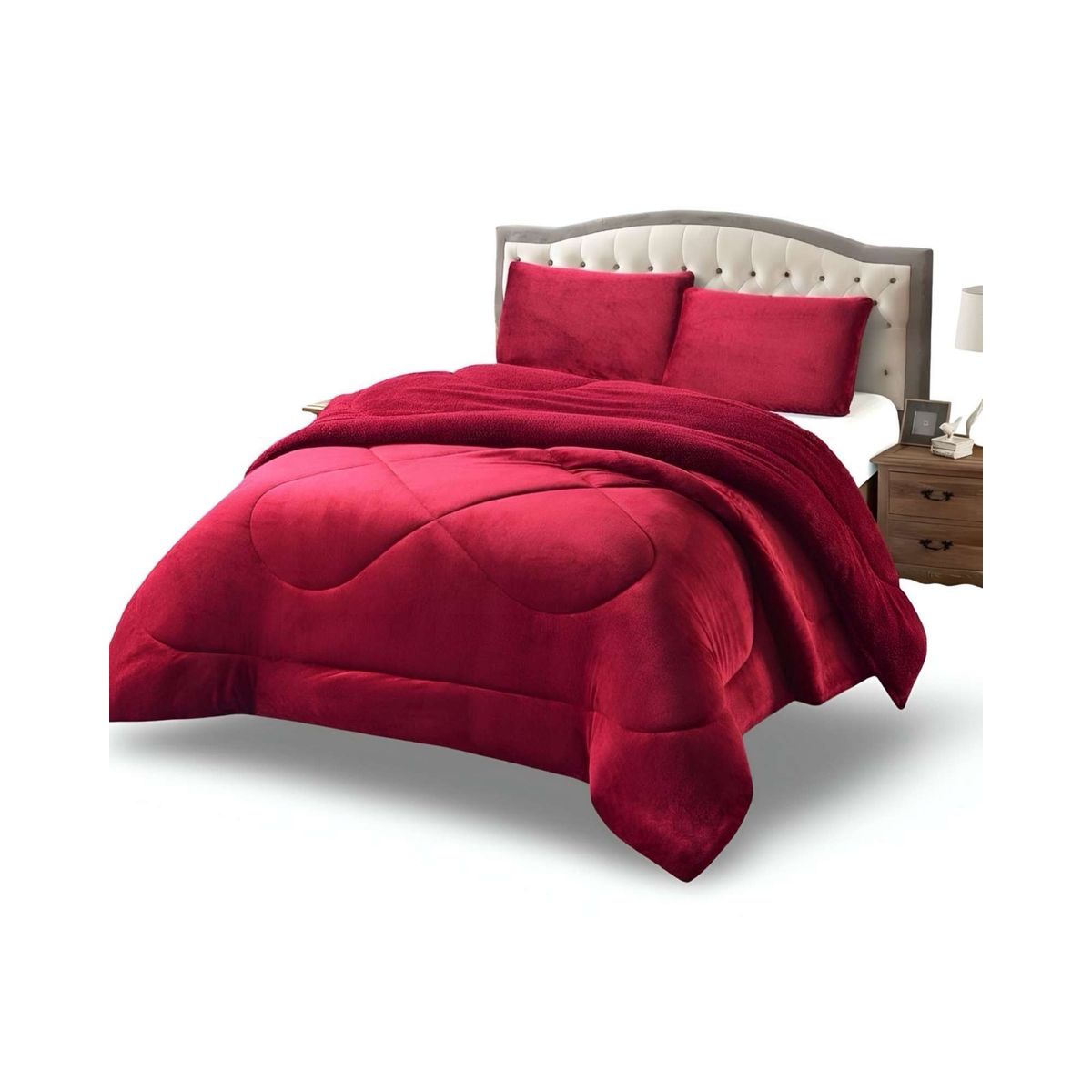 GENERICO - Cubrecama plush con chiporro Acolchado liso King