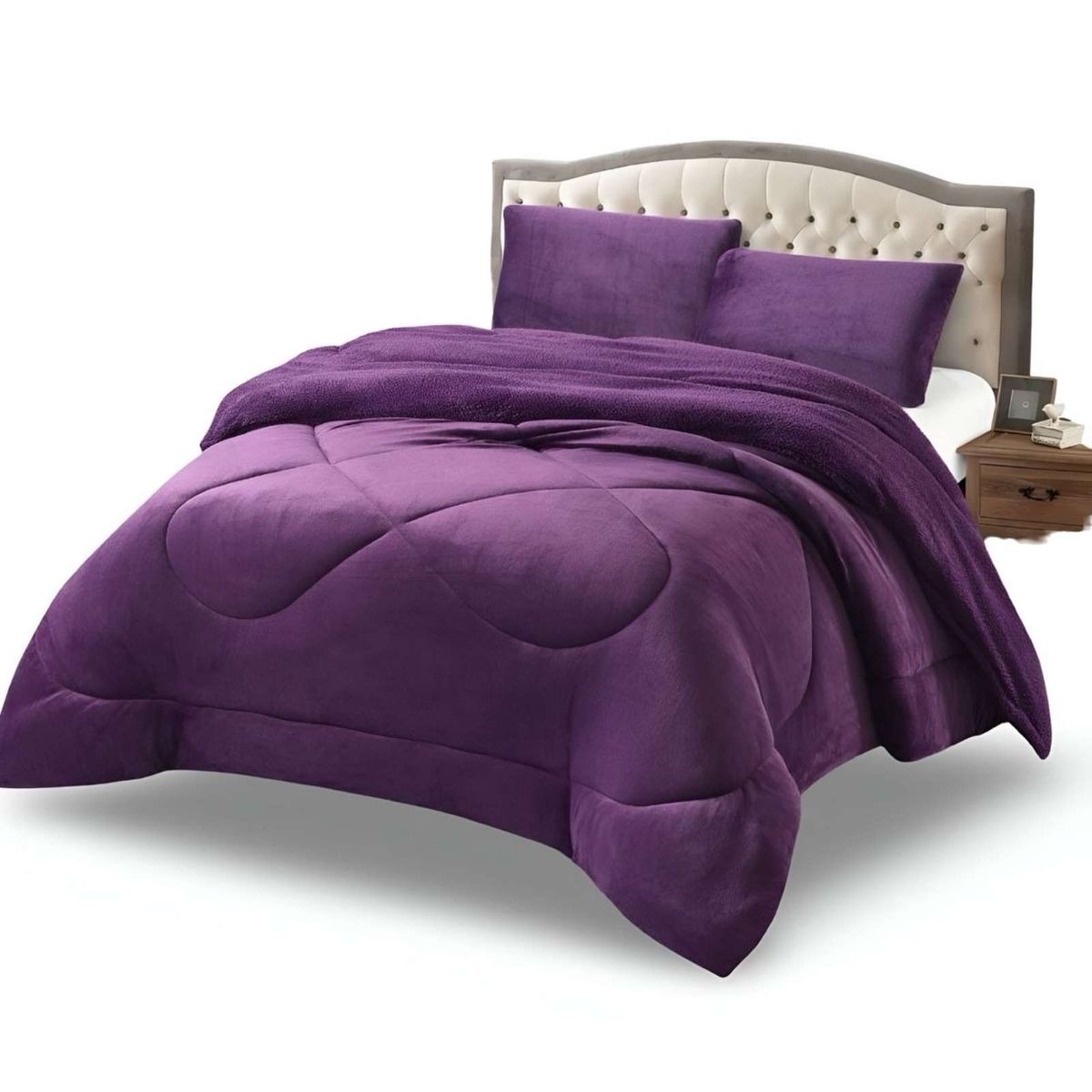 GENERICO - Cubrecama plush con chiporro Acolchado liso King