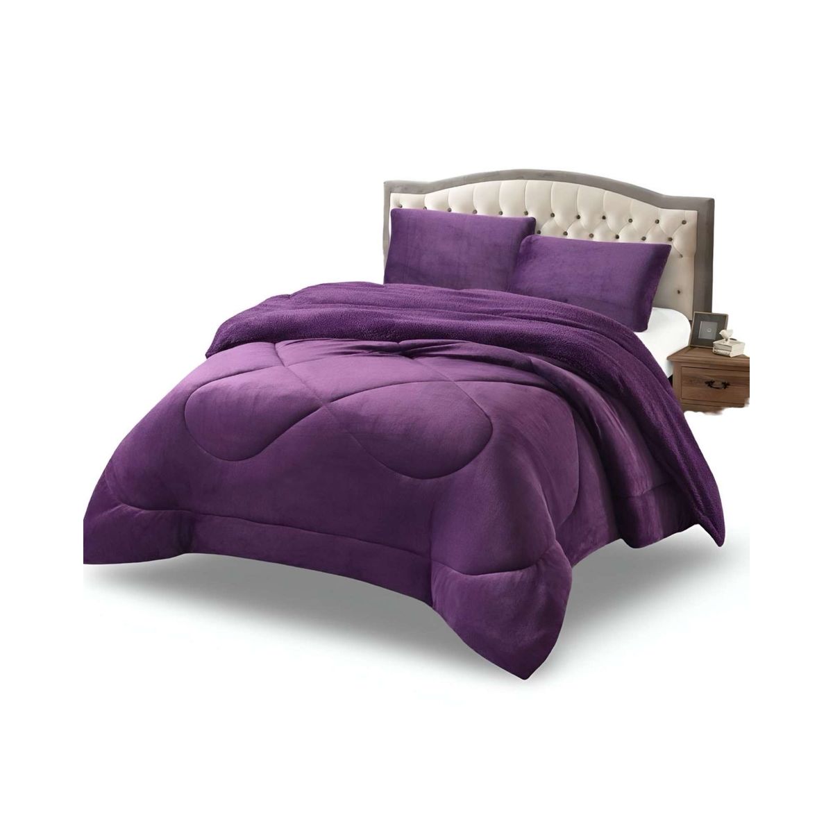 GENERICO - Cubrecama plush con chiporro Acolchado liso King