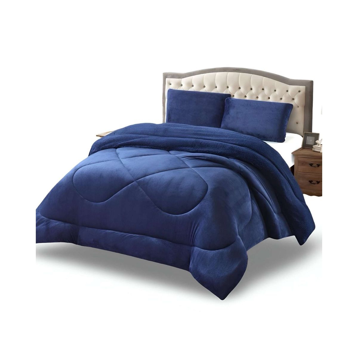 GENERICO - Cubrecama plush con chiporro Acolchado liso King