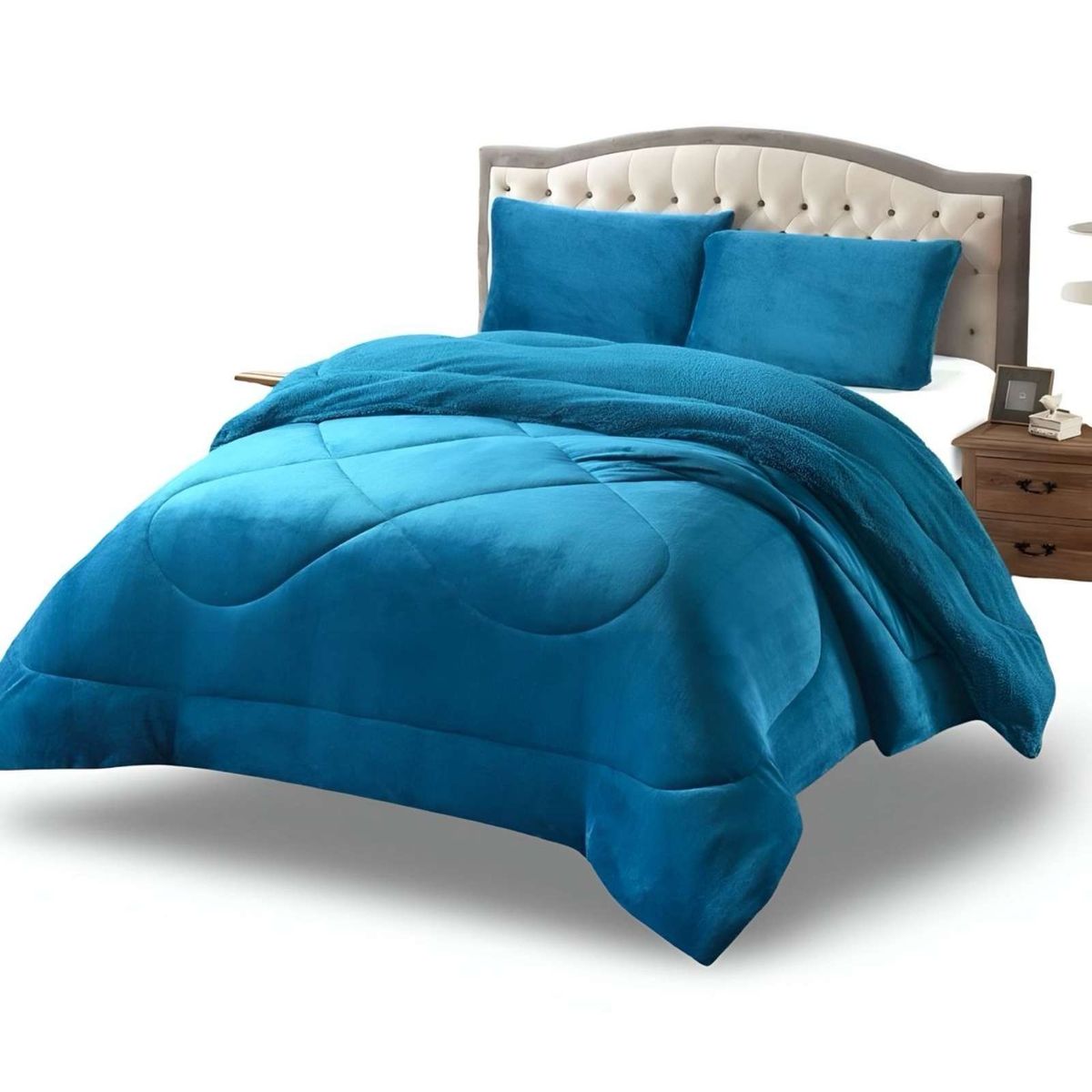 GENERICO - Cubrecama plush con chiporro Acolchado liso 2 plazas