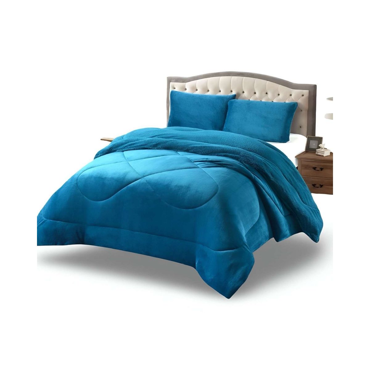 GENERICO - Cubrecama plush con chiporro Acolchado liso 2 plazas