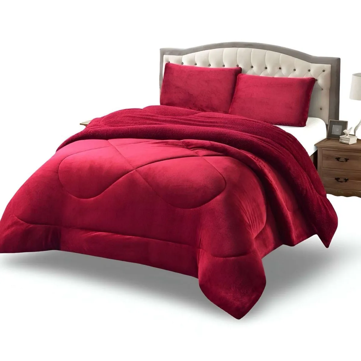 GENERICO - Cubrecama plush con chiporro Acolchado liso King