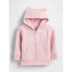 GAP - Polerón Bebe Niña Con Gorro Con Cierre Logo Rosado