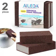 AILEDA - Set 2 Esponjas Mágicas Para Cocina Limpia Óxido Parilla Olla Marrón