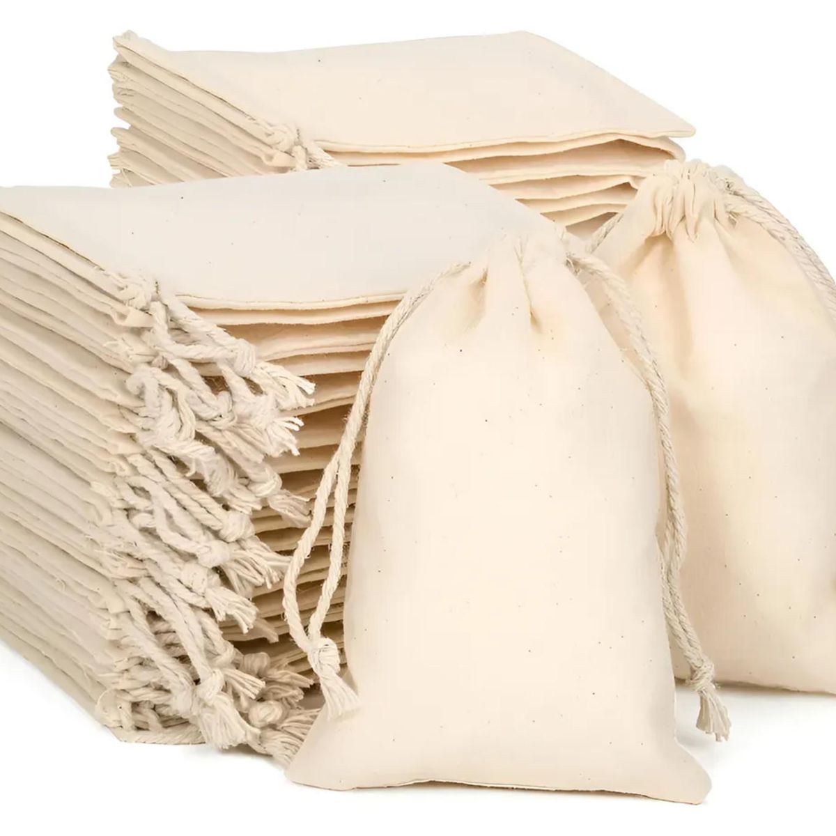 ATURE - 30u Bolsas De Tela Con Cierre De Cuerda 100% Algodón 15x20cm