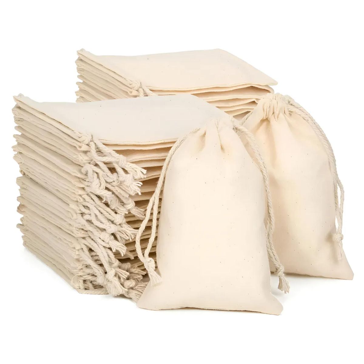 ATURE - 30u Bolsas De Tela Con Cierre De Cuerda 100% Algodón 15x20cm