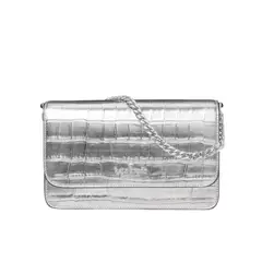 KATE SPADE - Cartera Madison Rectangular Pequeña Cuero Cocodrilo Plateado