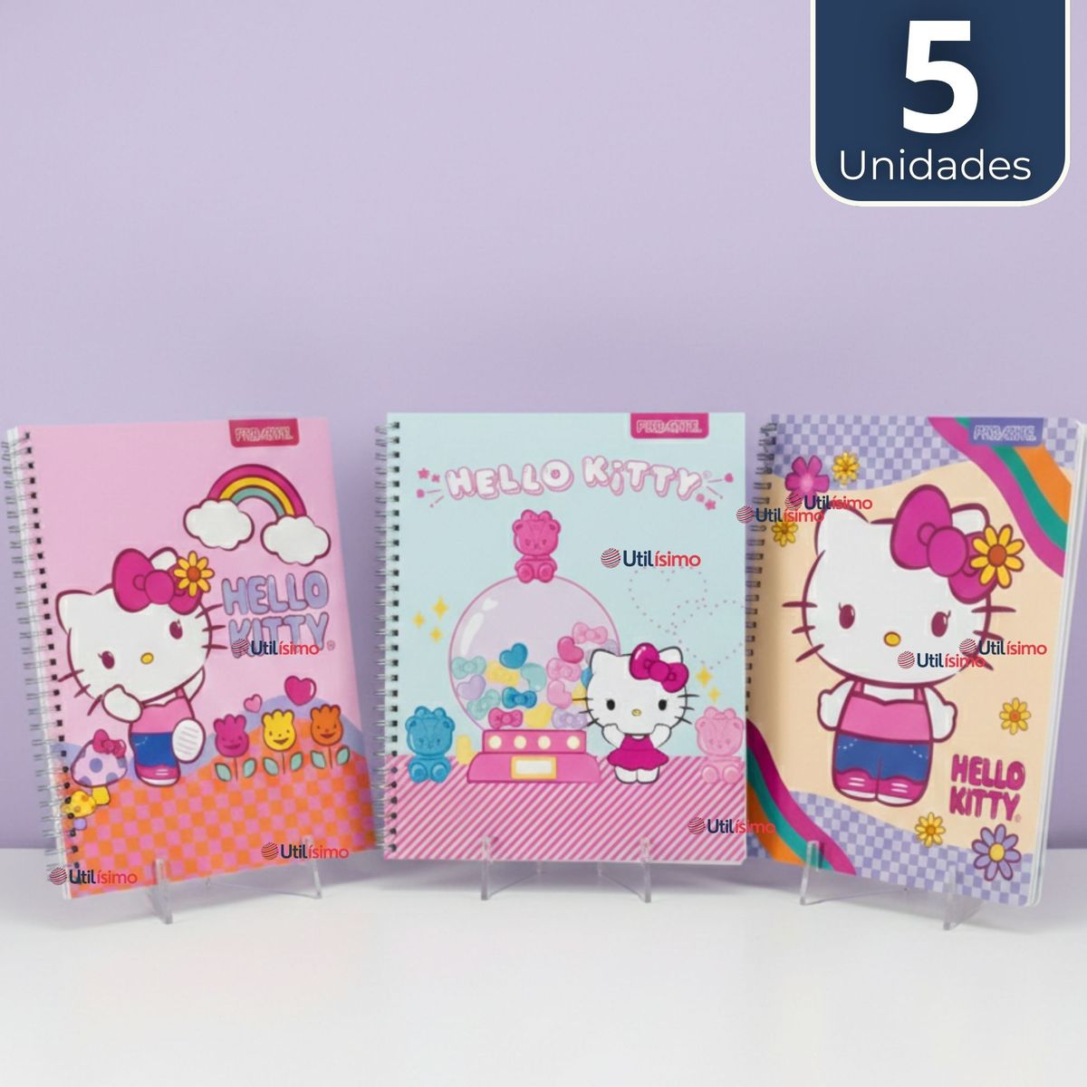 PROARTE - Pack 5 Cuadernos Universitarios Hello kitty 100 Hojas Proarte Diseño Surtido