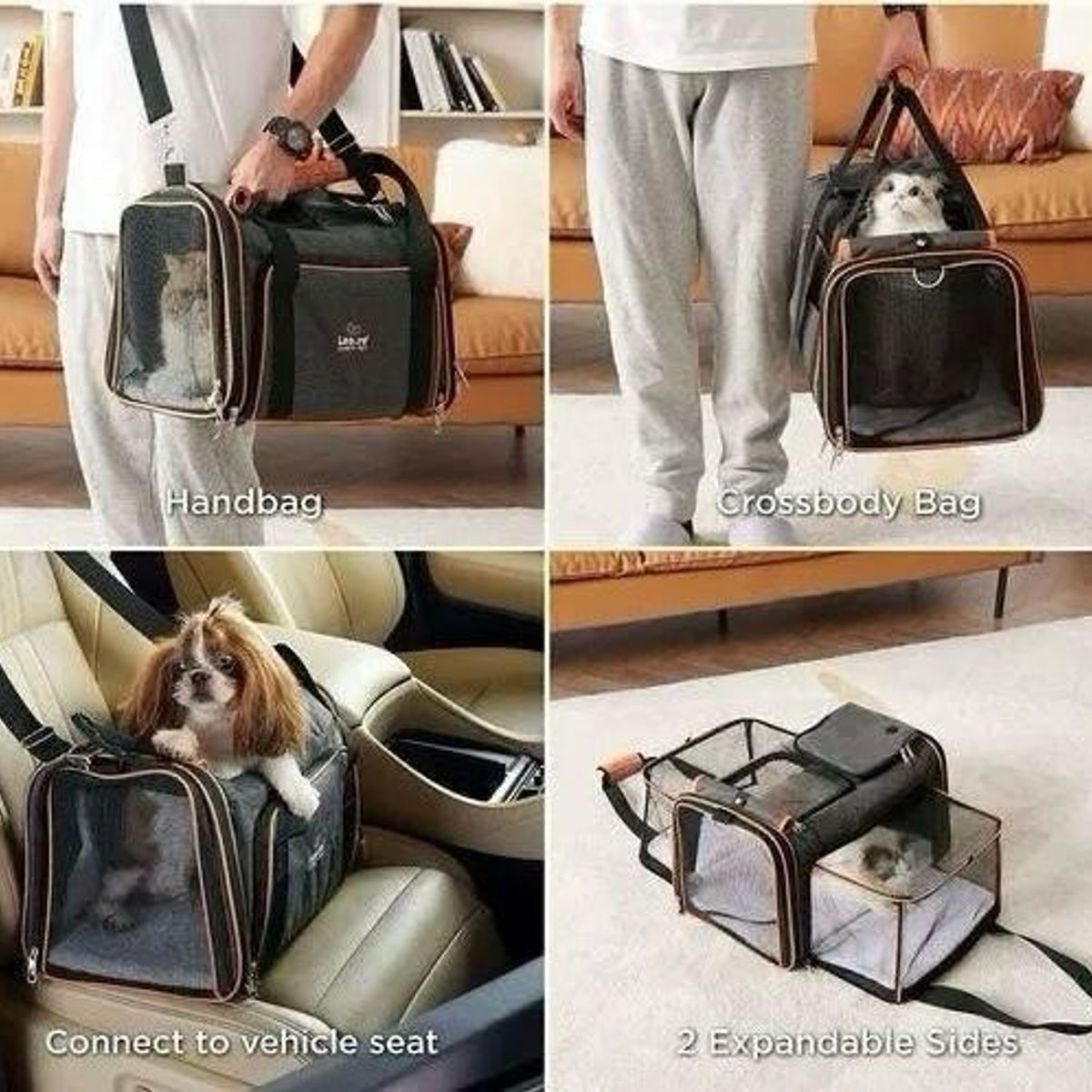 GENERICO - Bolso Transportadora de Mascotas expandible con chiporro avión viajes