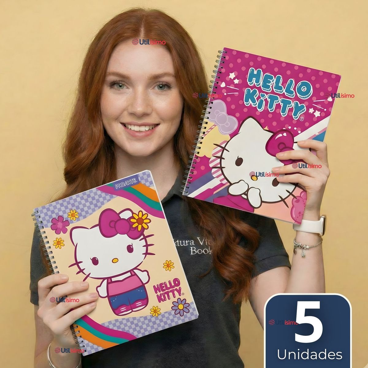 PROARTE - Pack 5 Cuadernos Universitarios Hello kitty 100 Hojas Proarte Diseño Surtido
