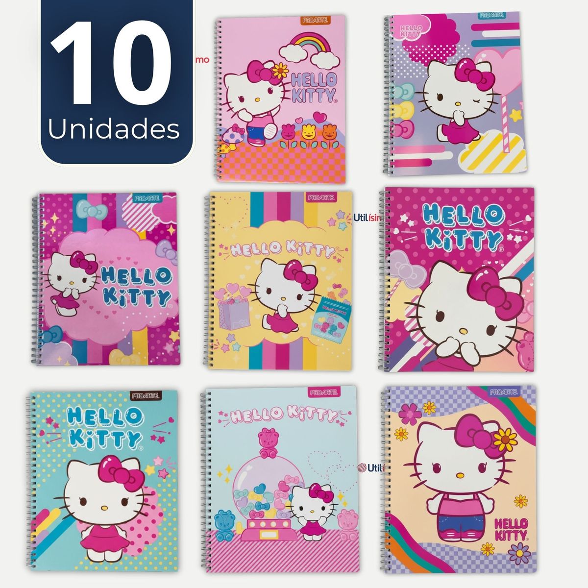 PROARTE - Pack 10 Cuadernos Universitarios Hello kitty 100 Hojas Proarte Diseños Surtidos
