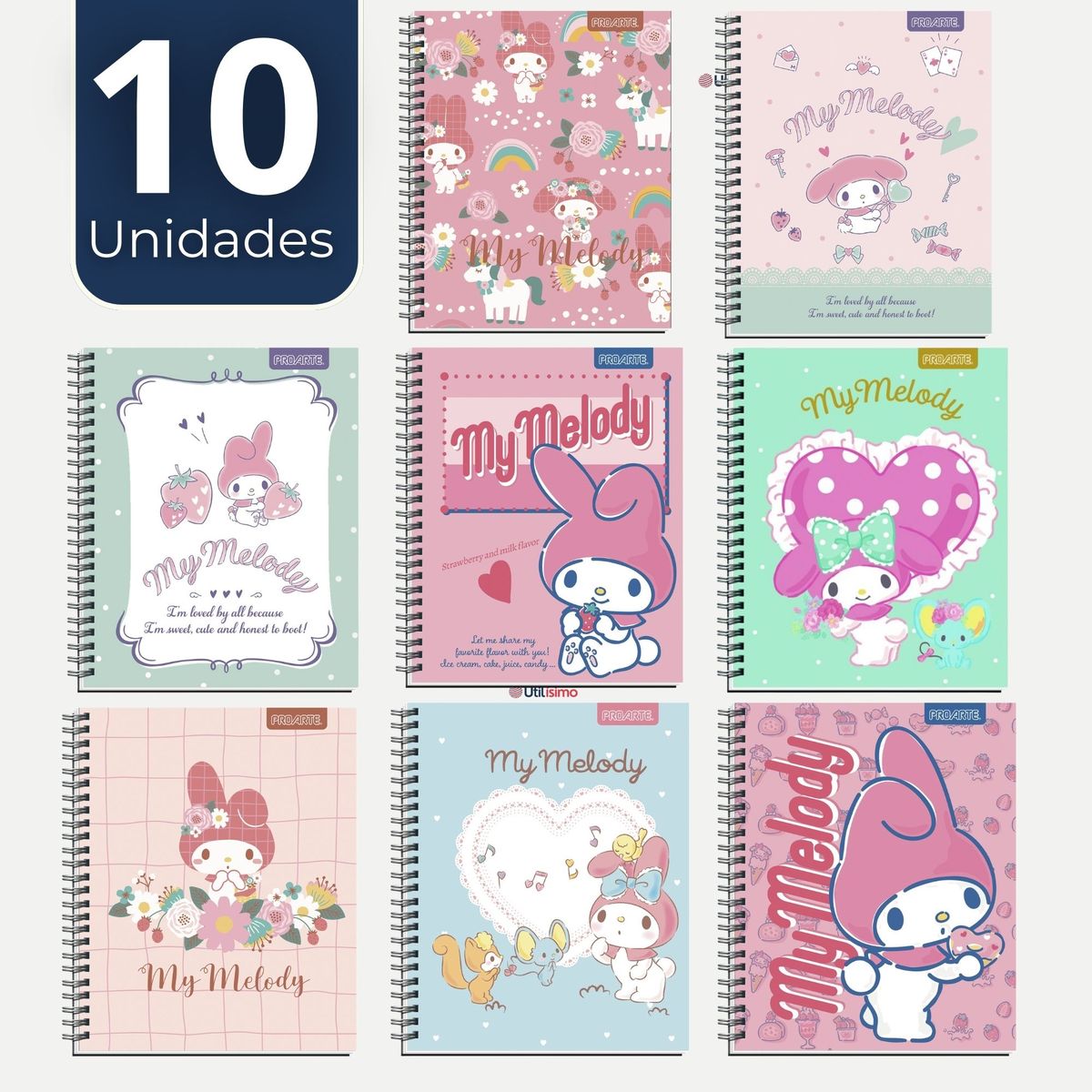 PROARTE - Pack 10 Cuadernos Universitarios My Melody 100 Hojas Proarte Diseños Surtidos