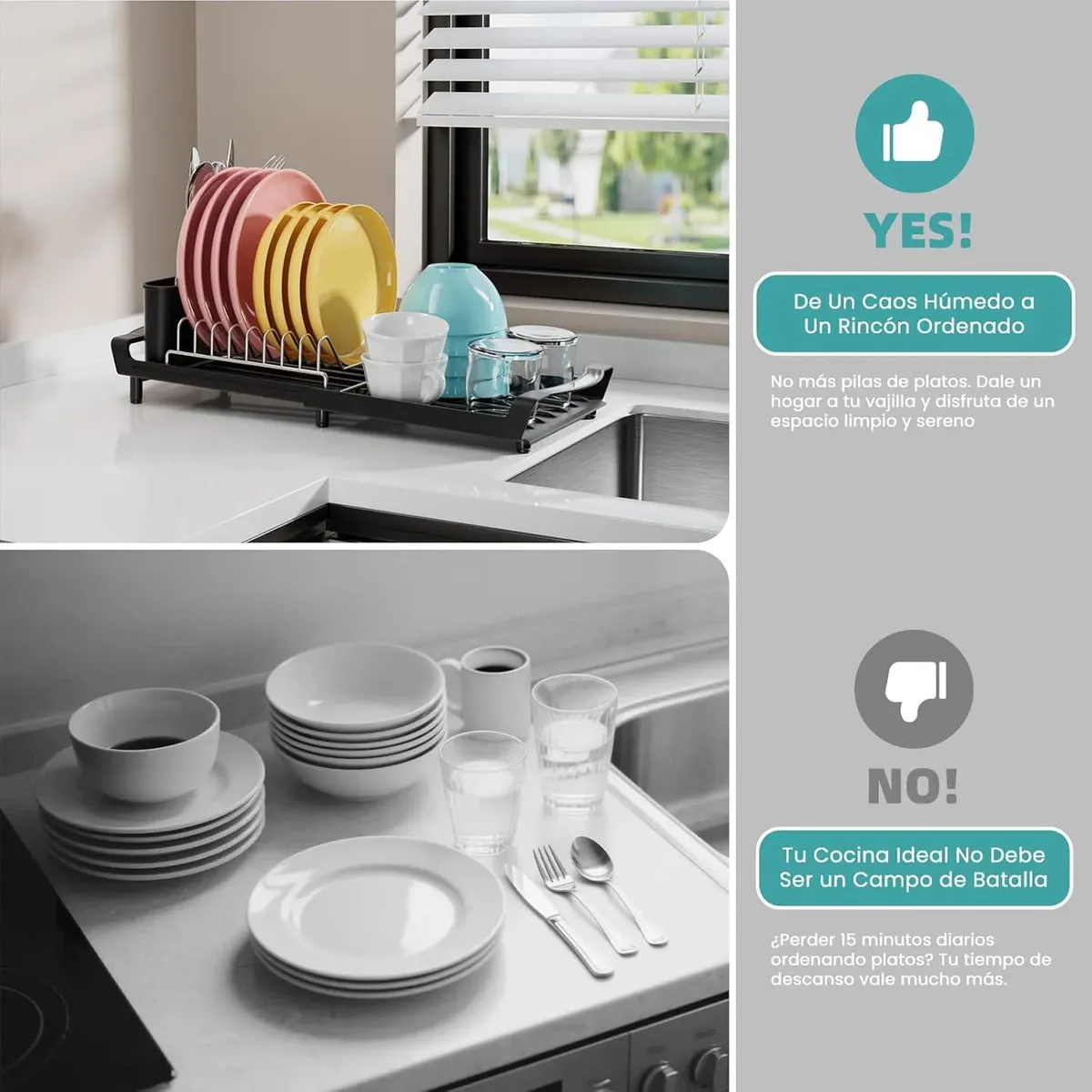 EINICIO - Escuridor De Platos Extensible De Acero Inoxidable Cocina