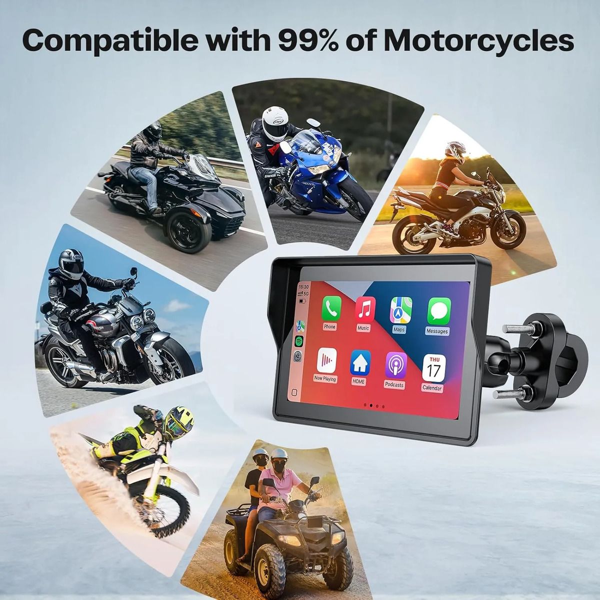 EVERSO - Pantalla Carplay De Navegación Para Motocicletas De 5 Pulgad