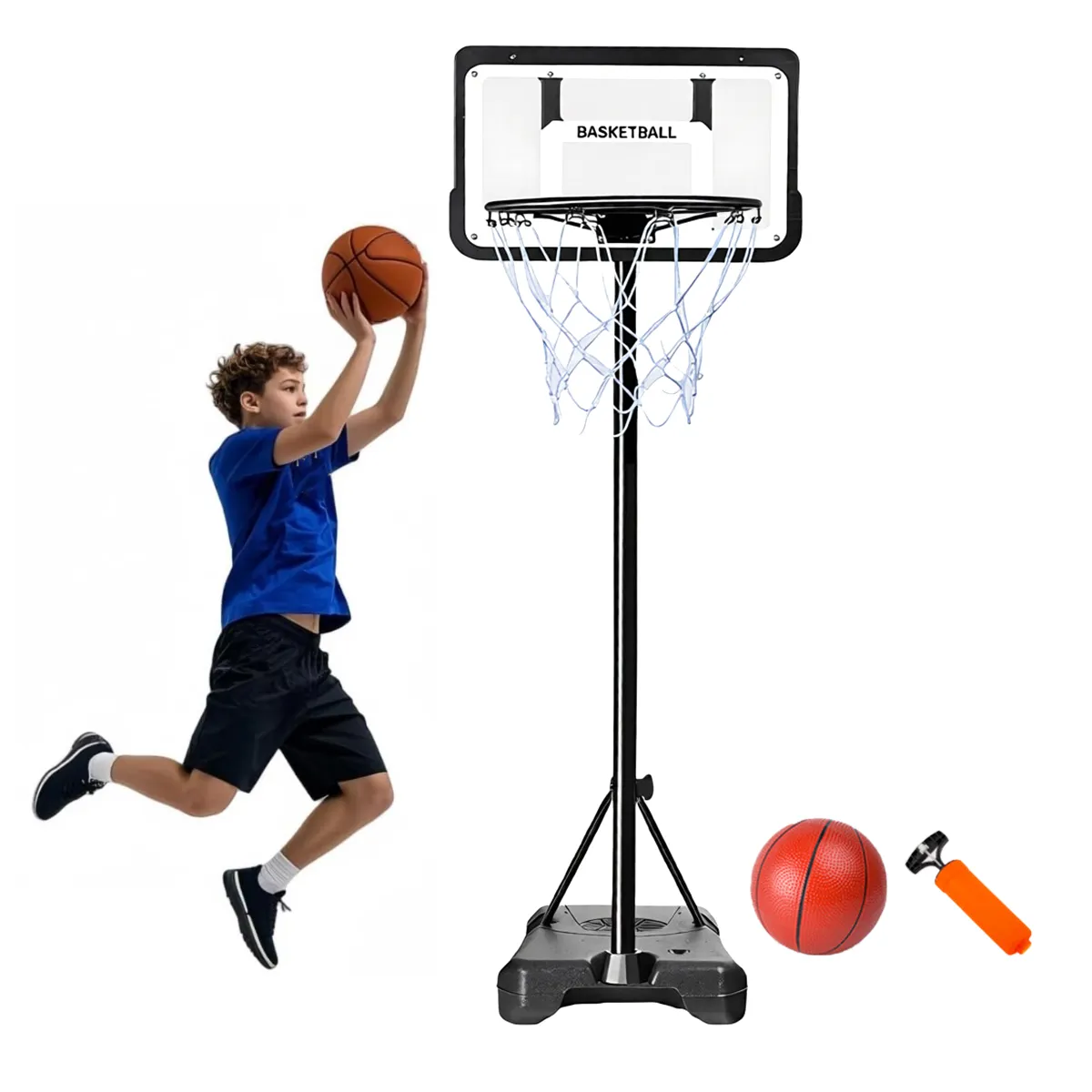 ATURE - Canasta Baloncesto Tablero Ajustable Portátil Infantil 250cm