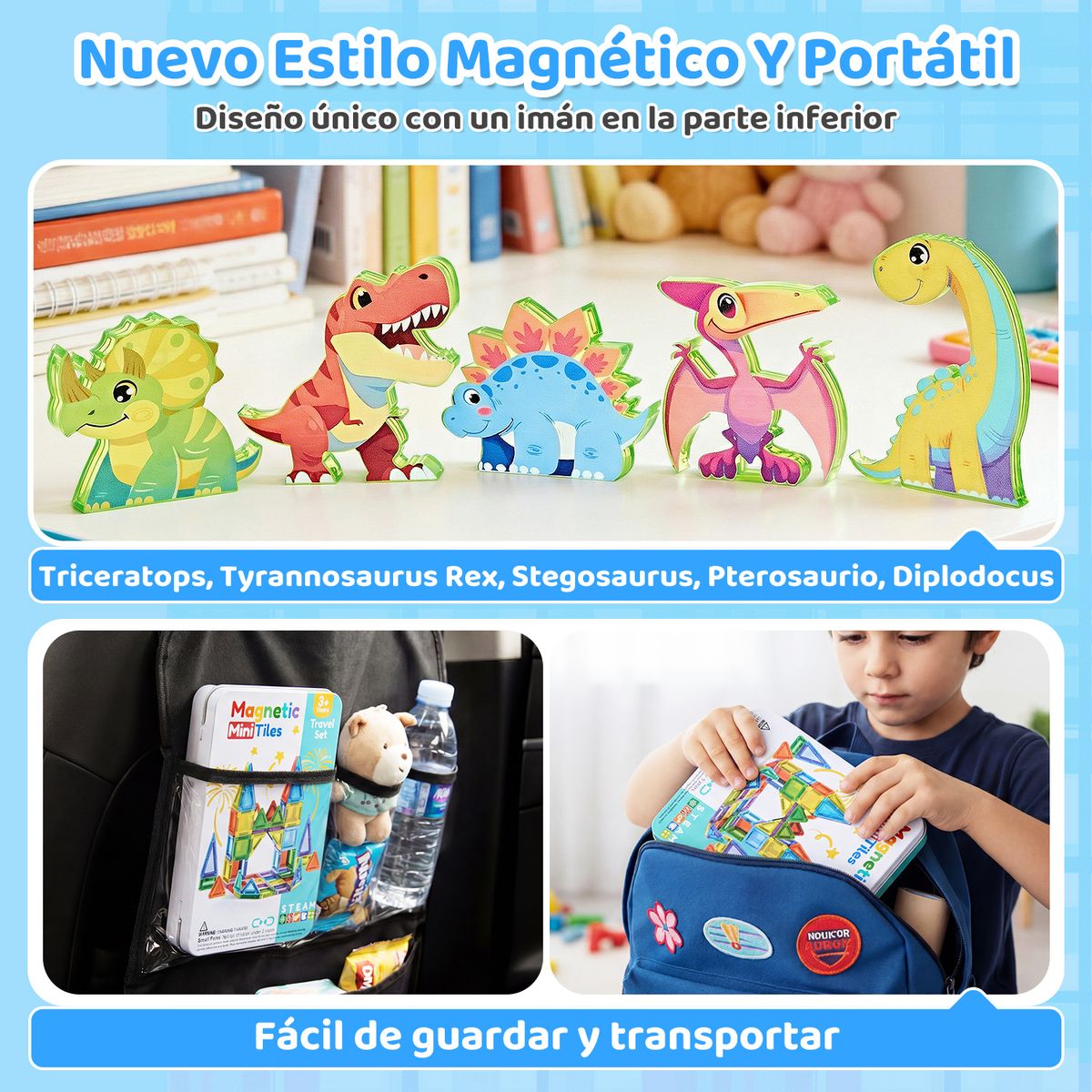 LUKOVEE - Bloques Magnéticos De Bricolaje De Juguete Magnético Dinosaurio 46 pcs