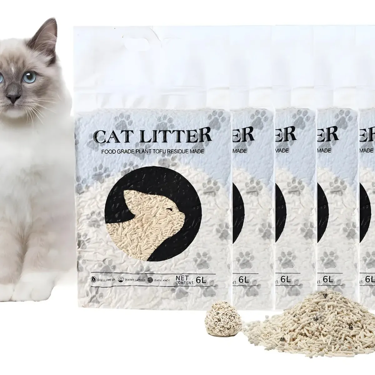 EVERSO - Arena Para Gatos De Tofu Biodegradable 10kg ( Pack 5 X 2kg )