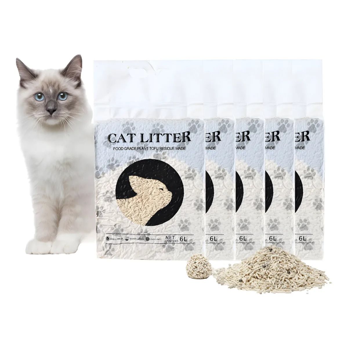 EVERSO - Arena Para Gatos De Tofu Biodegradable 10kg ( Pack 5 X 2kg )