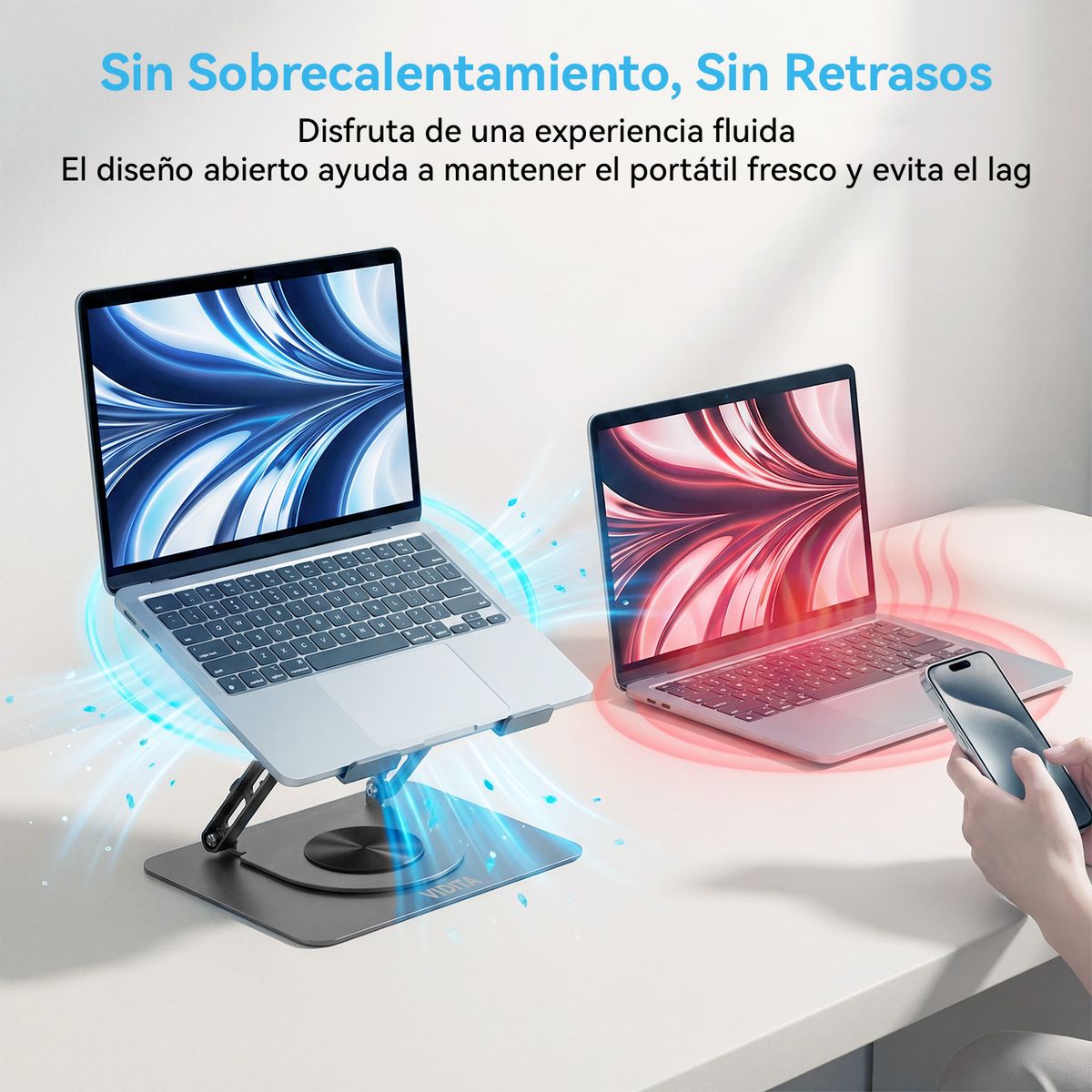 VIDITA - Soporte Plegable Notebook Ergonómico Rotación 360° Ventilación