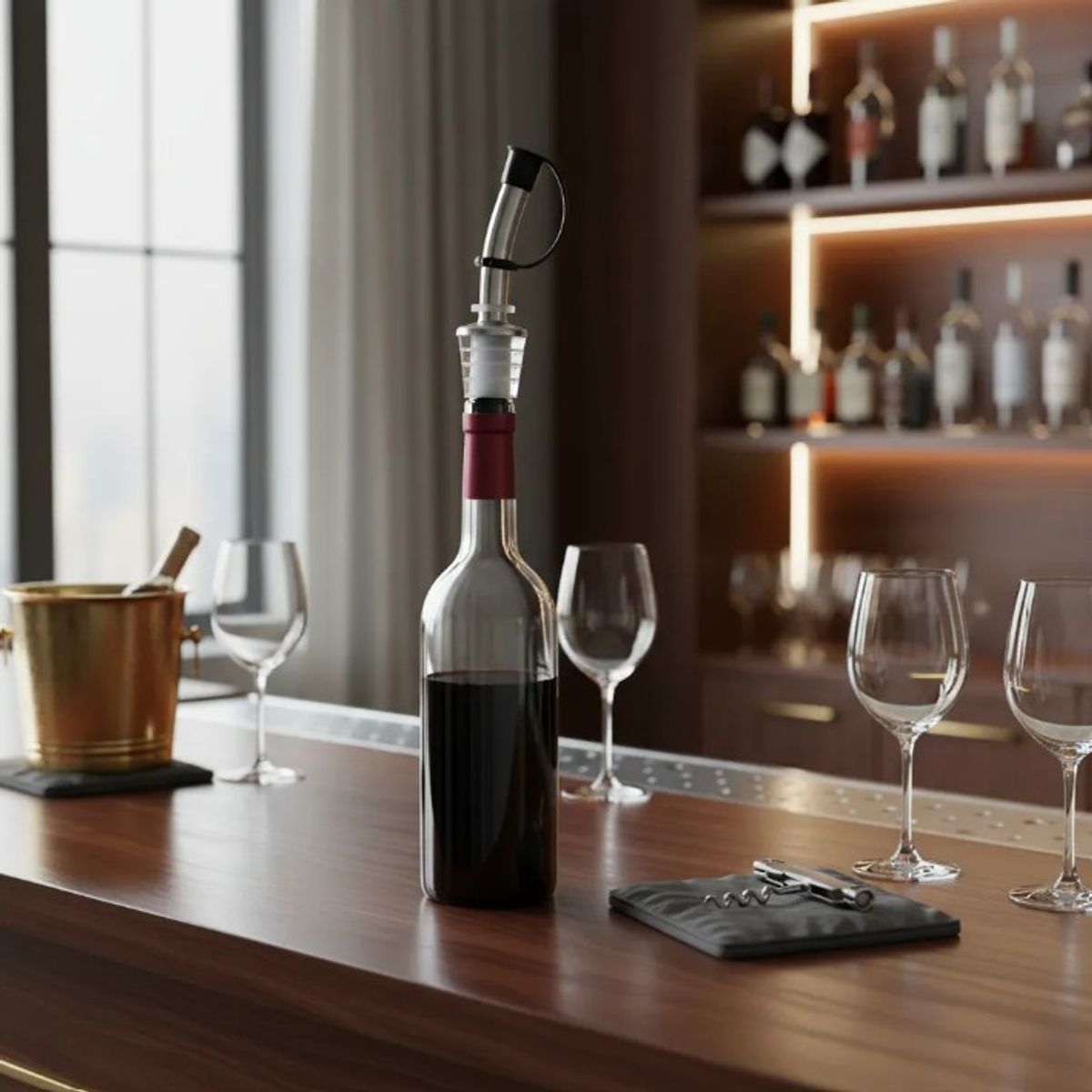 EN VARA'S MEATS & GRILL - Pack 2 Vertedor / Boquilla Vino Licores Aceite Con Tapa En Varas Grill 10cm