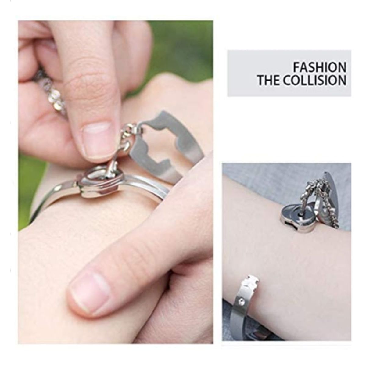 GENERICO - Set de Joyería para Parejas - Collar Llave y Pulsera Candado de Corazón