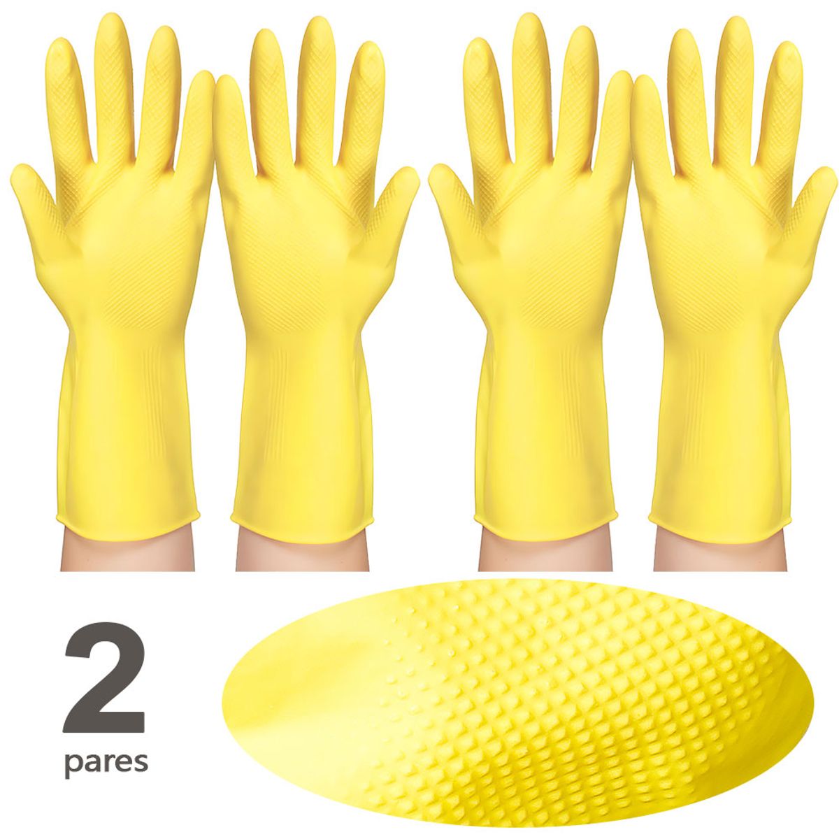 AILEDA - Aileda Guantes Latex De Limpieza Amarillo Talla L 2 Pares Guantes Látex Amarillo Limpieza Multiuso