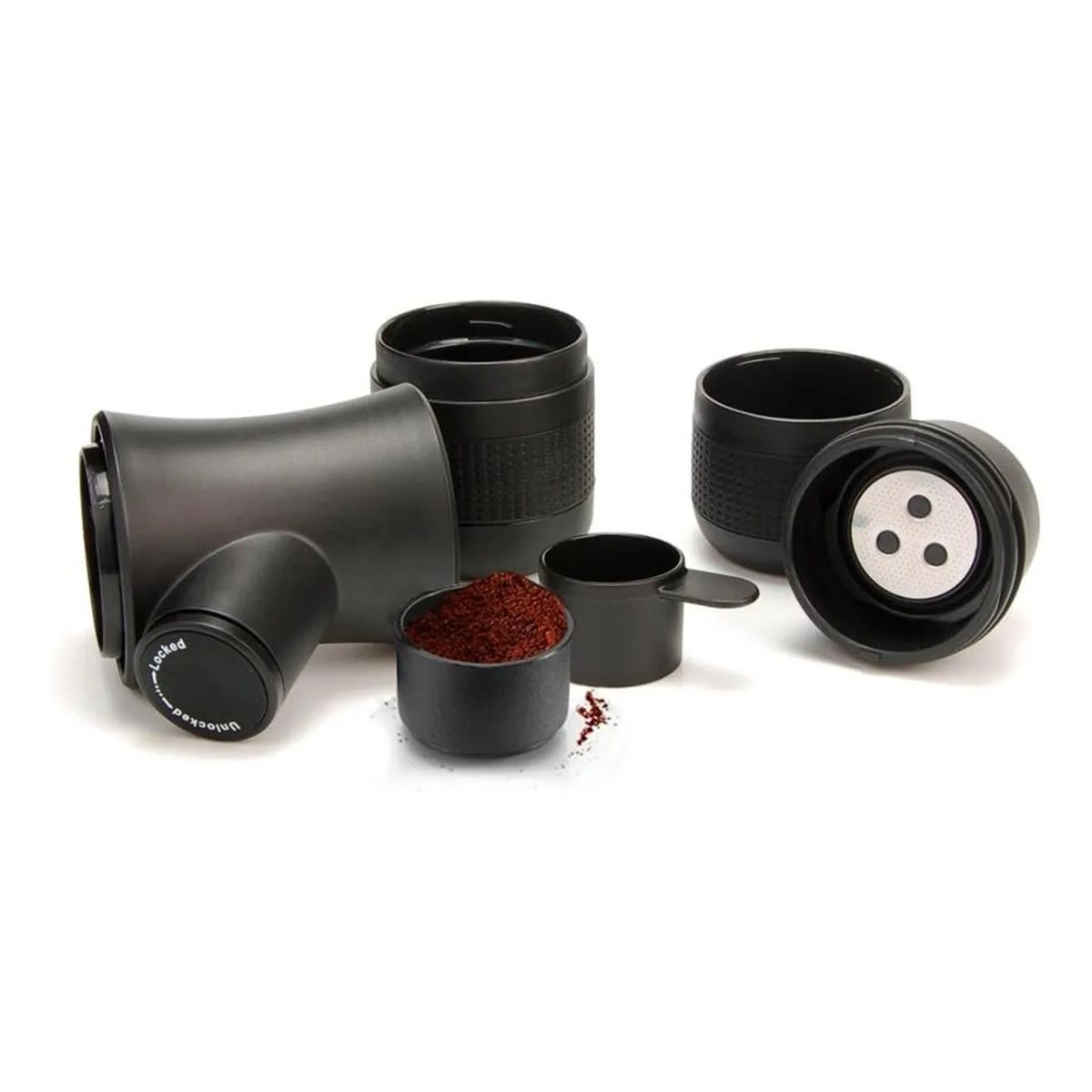 KUANGYE - Cafetera Portátil Espresso Manual 2en1 Café Molido Camping