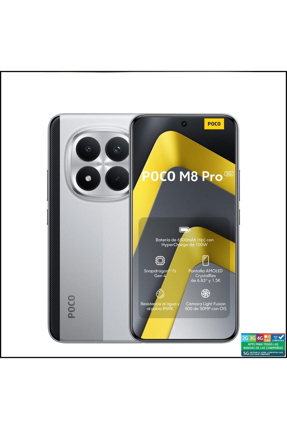 XIAOMI POCO M8 Pro 5G Plata 8GB + 256GB | Falabella Chile