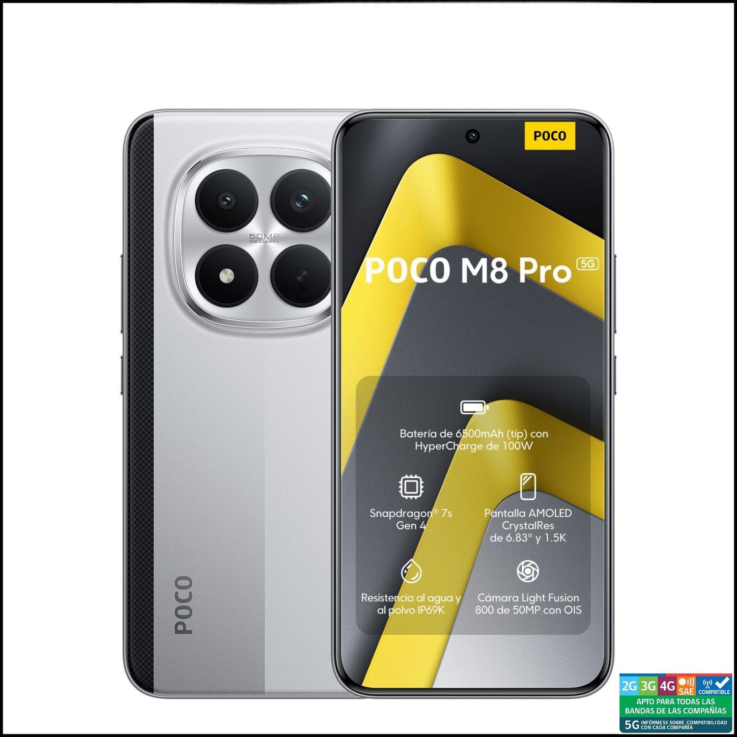 XIAOMI POCO M8 Pro 5G Plata 8GB + 256GB | Falabella Chile